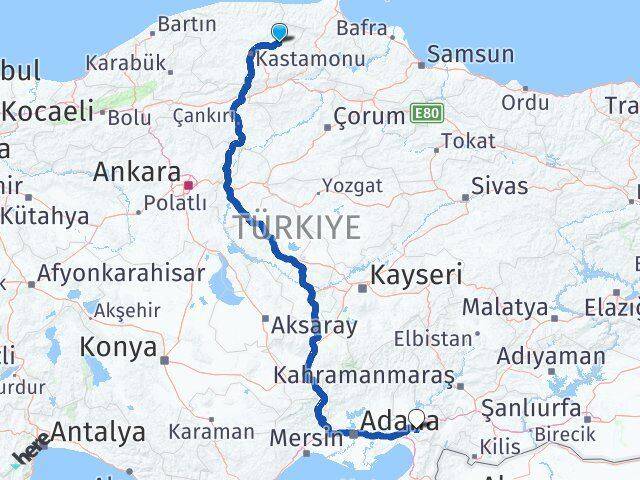 Kastamonu Taşköprü Osmaniye Arası Kaç Km - Yol Haritası