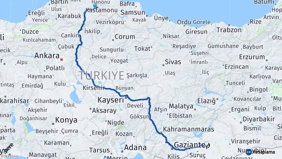 Kastamonu Taşköprü Şanlıurfa Arası Kaç Km - Yol Haritası