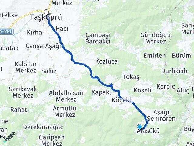 Şehirören Taşköprü Arası Kaç Km - Yol Tarifi