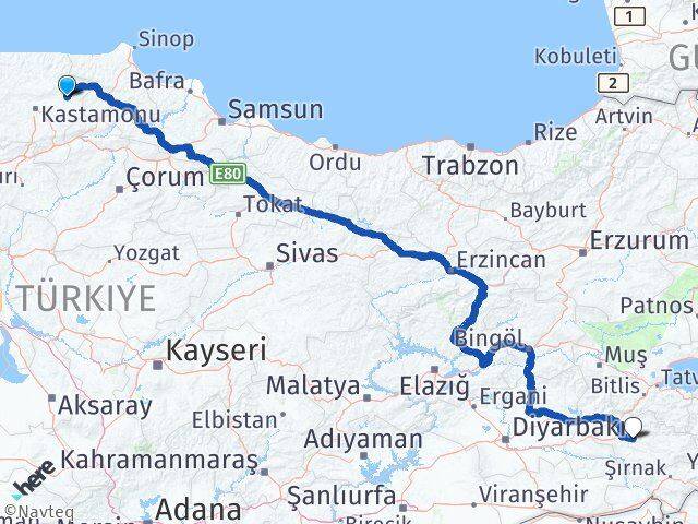 Kastamonu Taşköprü Siirt Arası Kaç Km - Yol Haritası