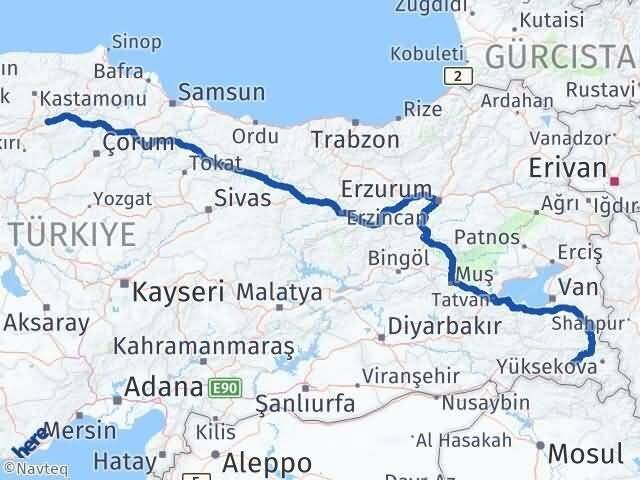 Kastamonu Tosya Hakkari Arası Kaç Km - Yol Haritası