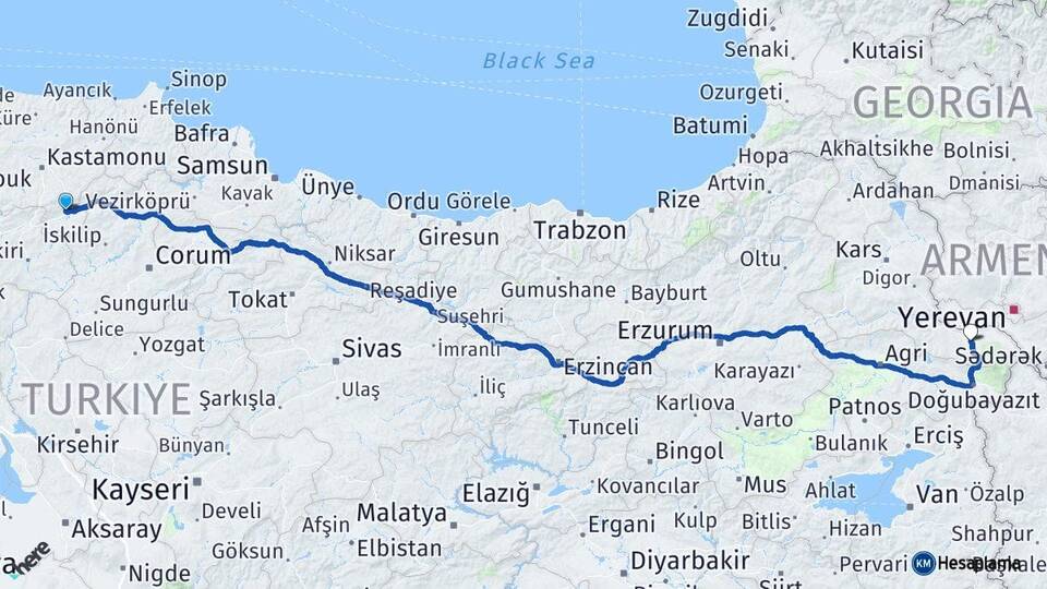Kastamonu Tosya Iğdır Arası Kaç Km - Yol Haritası
