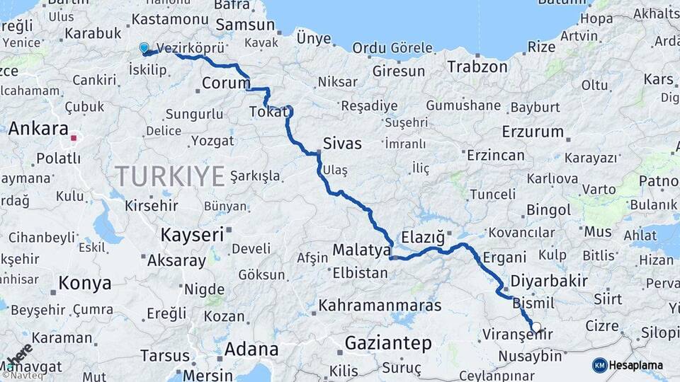 Kastamonu Tosya Mardin Arası Kaç Km - Yol Haritası