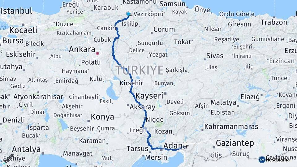 Kastamonu Tosya Osmaniye Arası Kaç Km - Yol Haritası