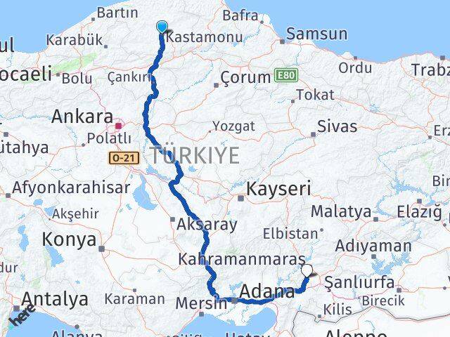 Kastamonu Türkoğlu Kahramanmaraş Arası Kaç Km - Yol Haritası