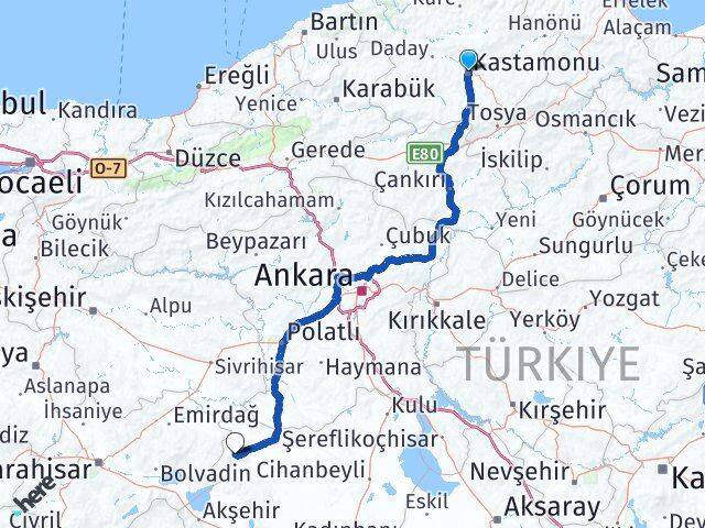 Kastamonu Yunak Konya Arası Kaç Km - Yol Haritası