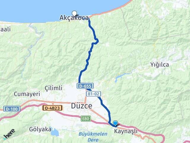 Kaynaşlı Otogarı Akçakoca Arası Kaç Km - Yol Tarifi