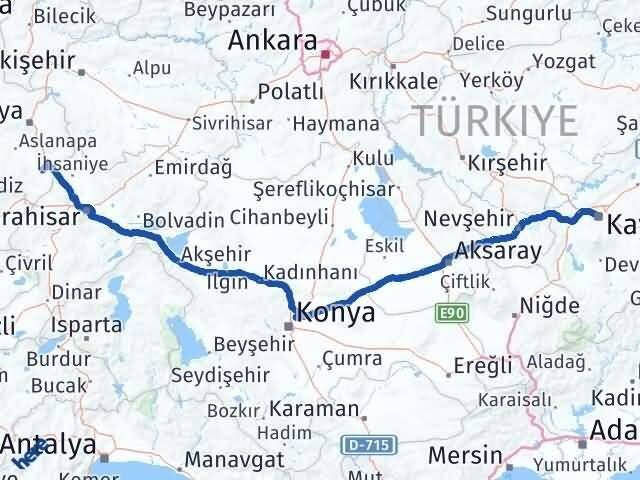 Kayseri Altıntaş Kütahya Arası Kaç Km - Yol Haritası