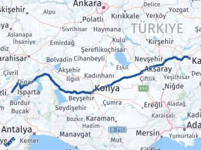 Kayseri Başmakçı Afyonkarahisar Arası Kaç Km - Yol Haritası