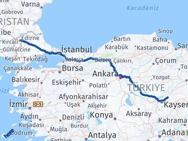 Bünyan Edirne Arası Kaç Km - Yol Tarifi