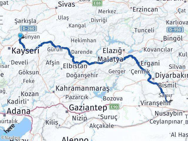 Bünyan Mardin Arası Kaç Km - Yol Tarifi