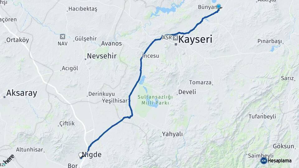 Bünyan Niğde Arası Kaç Km - Yol Tarifi