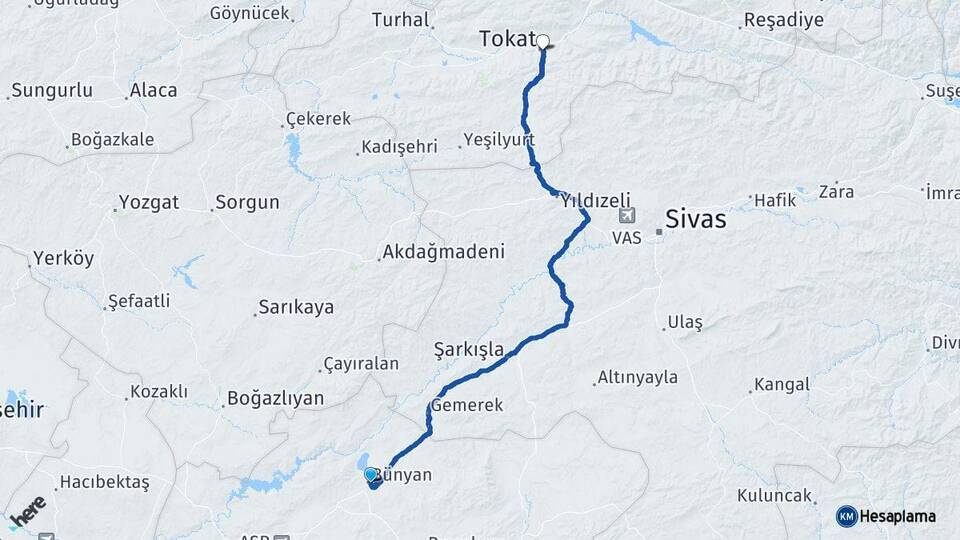 Bünyan Tokat Arası Kaç Km - Yol Tarifi