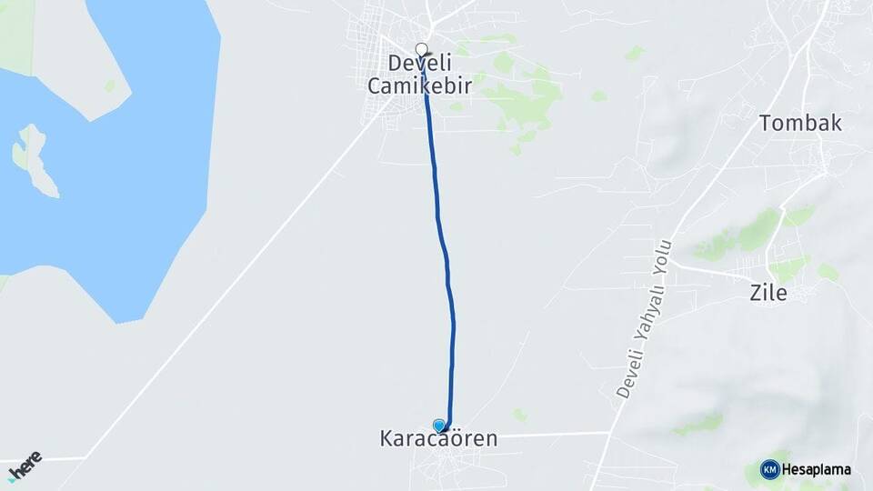 Kayseri Develi Karacaören Sindelhöyük Develi Arası Kaç Km - Yol Haritası