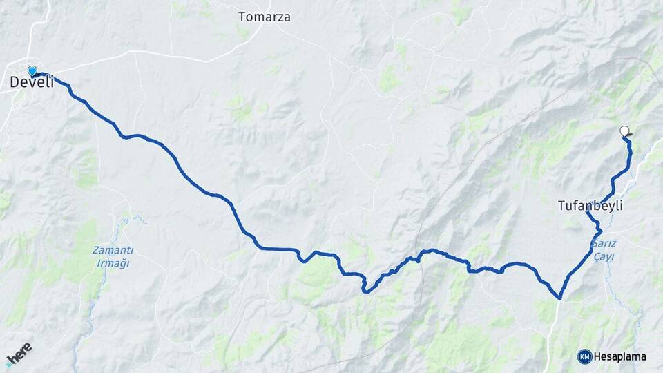 Kayseri Develi Kayapınar Tufanbeyli Adana Arası Kaç Km - Yol Haritası