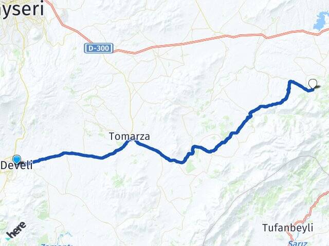 Kayseri Develi Kızılören Pınarbaşı Arası Kaç Km - Yol Haritası