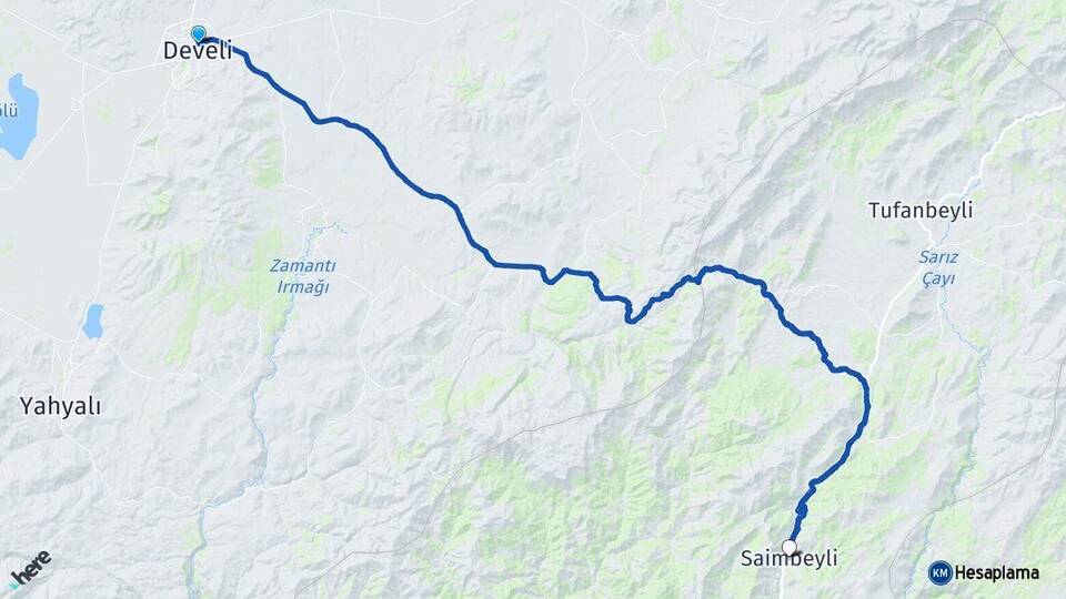 Kayseri Develi Saimbeyli Adana Arası Kaç Km - Yol Haritası