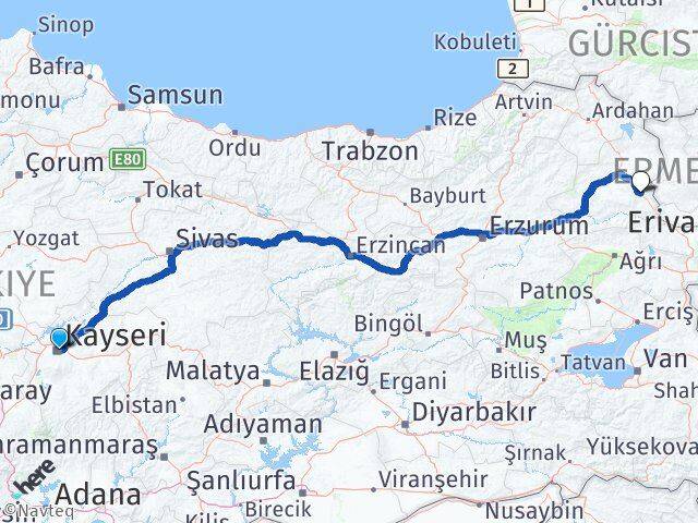Kayseri Digor Kars Arası Kaç Km - Yol Haritası