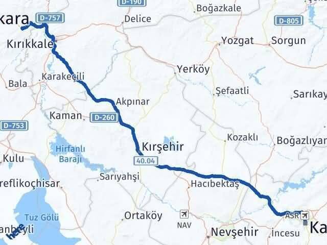 Kayseri Elmadağ Ankara Arası Kaç Km - Yol Haritası