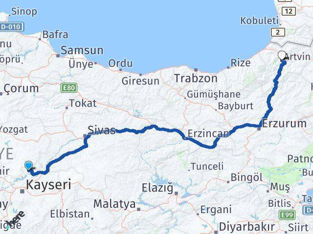 Felahiye Artvin Arası Kaç Km - Yol Tarifi