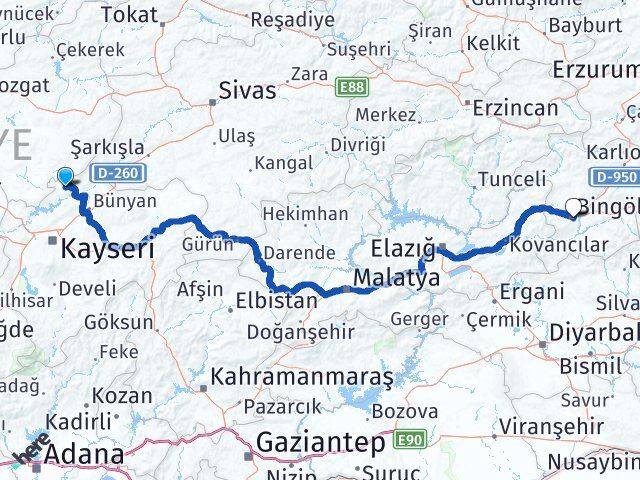 Felahiye Bingöl Arası Kaç Km - Yol Tarifi