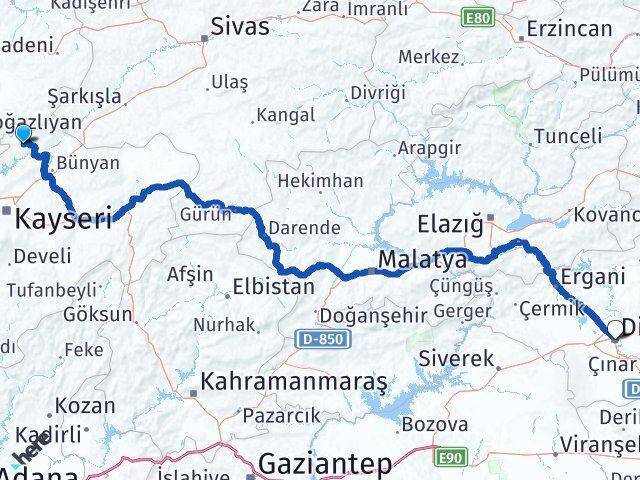 Felahiye Diyarbakır Arası Kaç Km - Yol Tarifi
