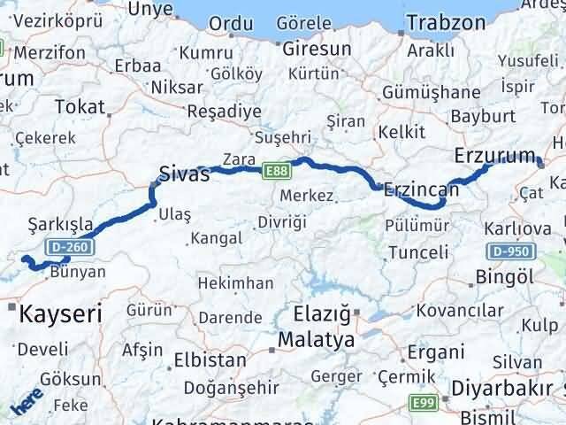 Felahiye Erzurum Arası Kaç Km - Yol Tarifi