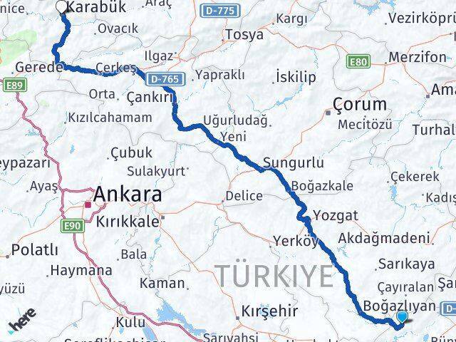Felahiye Karabük Arası Kaç Km - Yol Tarifi
