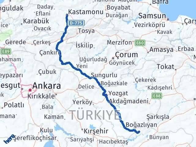 Felahiye Kastamonu Arası Kaç Km - Yol Tarifi