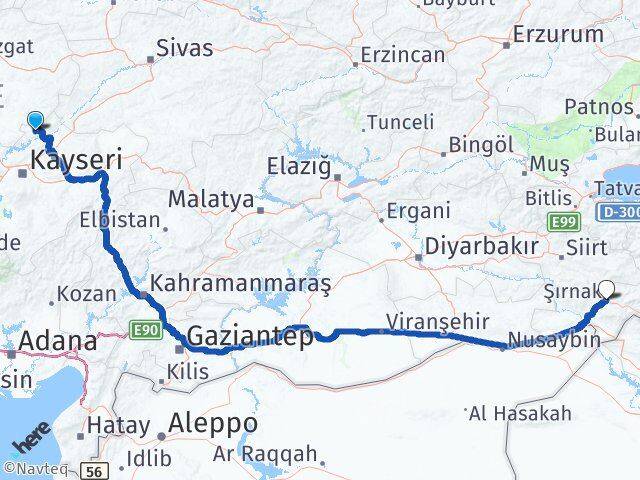 Felahiye Şırnak Arası Kaç Km - Yol Tarifi