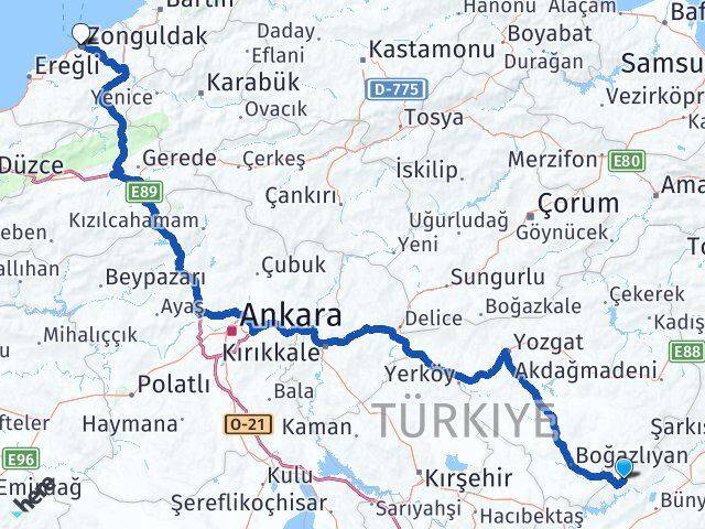 Felahiye Zonguldak Arası Kaç Km - Yol Tarifi