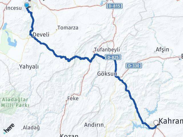 Kayseri Hacılar Kahramanmaraş Arası Kaç Km - Yol Haritası