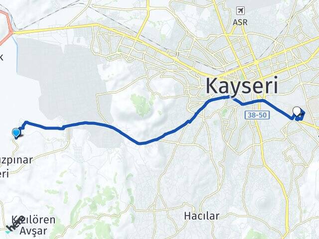 Karpuzsekisi Erciyes Üniversitesi Arası Kaç Km - Yol Tarifi