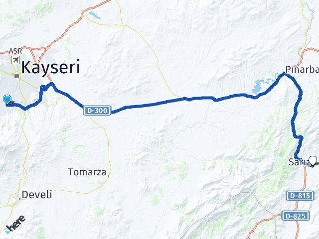 Kayseri Hacılar Sarız Arası Kaç Km - Yol Haritası