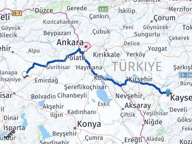 Kayseri Han Eskişehir Arası Kaç Km - Yol Haritası