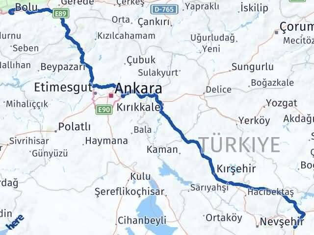Kayseri İncesu Bolu Arası Kaç Km - Yol Haritası