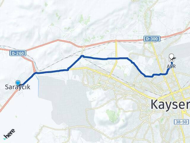 Saraycık Erkilet Havalimanı Arası Kaç Km - Yol Tarifi