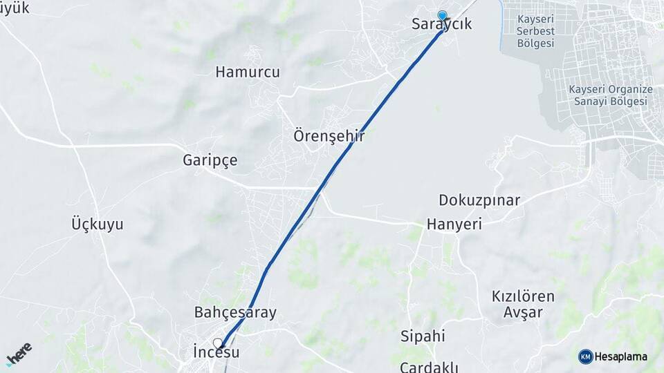 Saraycık İncesu Arası Kaç Km - Yol Tarifi
