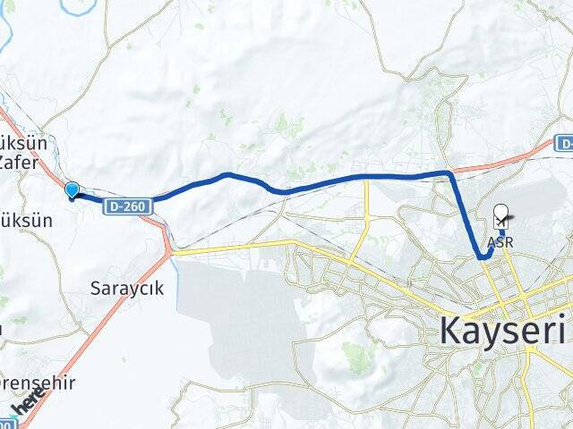 Süksün Cumhuriyet Erkilet Havalimanı Arası Kaç Km - Yol Tarifi