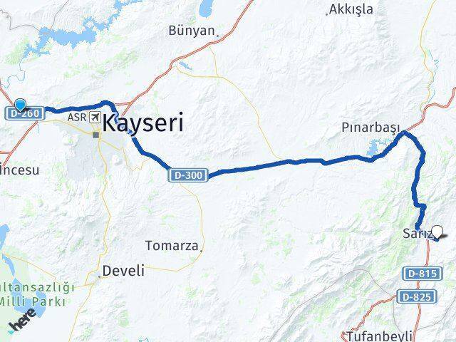 Süksün Cumhuriyet Sarız Arası Kaç Km - Yol Tarifi