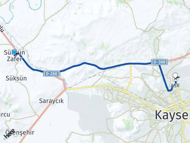 Süksün Zafer Erkilet Havalimanı Arası Kaç Km - Yol Tarifi