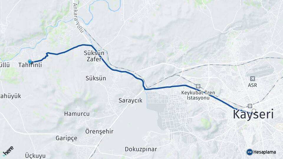 Tahirinli Kayseri Arası Kaç Km - Yol Tarifi