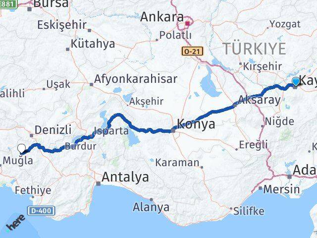 Kayseri Kale Denizli Arası Kaç Km - Yol Haritası