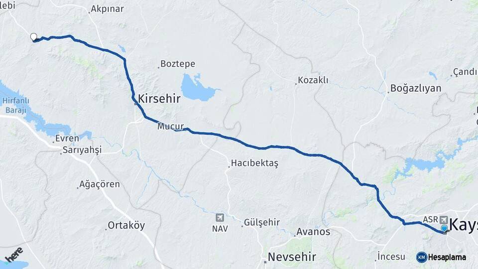 Kayseri Kaman Kırşehir Arası Kaç Km - Yol Haritası