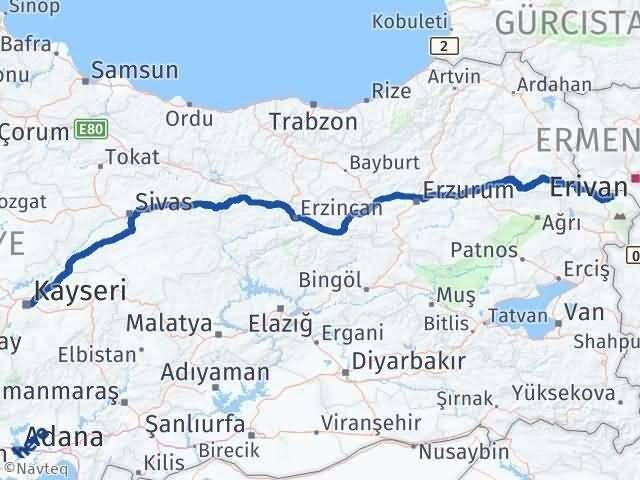 Kayseri Karakoyunlu Iğdır Arası Kaç Km - Yol Haritası