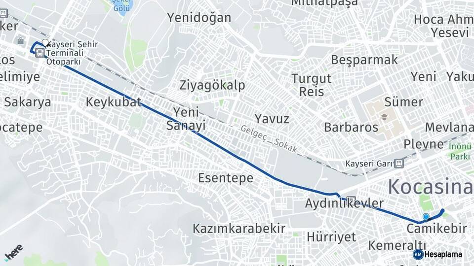 Kayseri Kayseri Otogarı Arası Kaç Km - Yol Tarifi