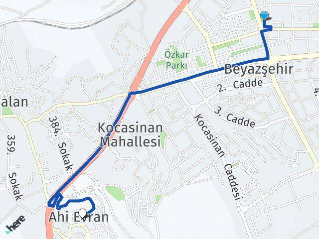 Beyazşehir Ahi Evran Arası Kaç Km - Yol Tarifi