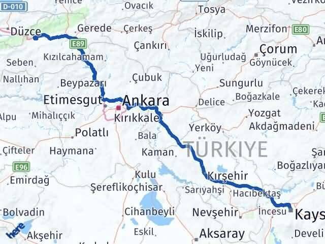Kocasinan Bolu Arası Kaç Km - Yol Tarifi