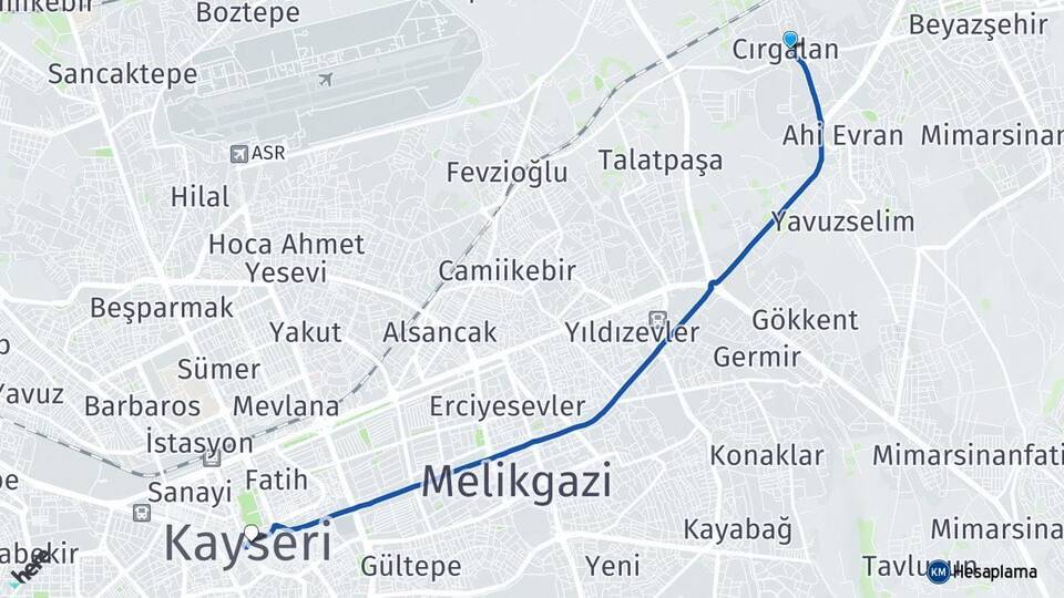 Cırgalan Kayseri Arası Kaç Km - Yol Tarifi