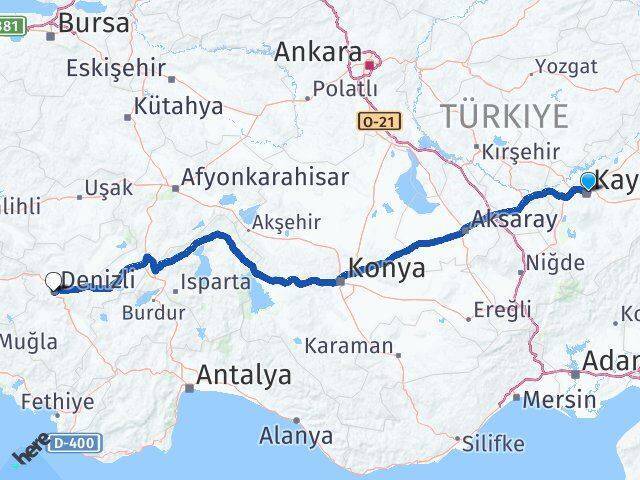 Kocasinan Denizli Arası Kaç Km - Yol Tarifi